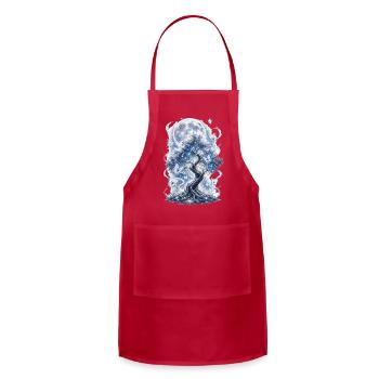 Mystic Moon Tree – Magical Nature Design - Adjustable Apron - red - Front - Julia (174cm)