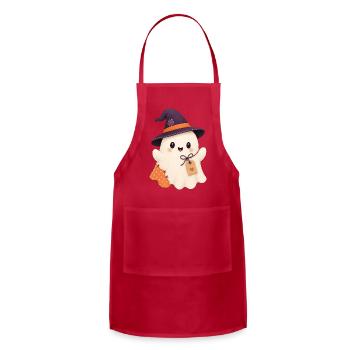 Cute Ghost Halloween Scrapbook Arts Crafts  - Adjustable Apron - red - Front - Julia (174cm)