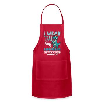 Teal For My Girlfriend Cervical Cancer Dinosaur - Adjustable Apron - red - Front - Julia (174cm)
