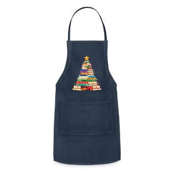 Book Stack Christmas Tree - Adjustable Apron - navy - Front - Julia (174cm)