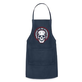 Born to Be Strong Skull Art - Adjustable Apron - navy - Front - Julia (174cm)
