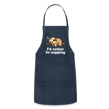 Sleeping Lazy Sloth I'D Rather Be Napping Nap - Adjustable Apron - navy - Front - Julia (174cm)