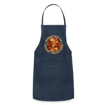 Addicted To Roast Potatoes Round - Adjustable Apron - navy - Front - Julia (174cm)