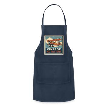 Vintage Aviation Retro Airplane Design - Adjustable Apron - navy - Front - Julia (174cm)