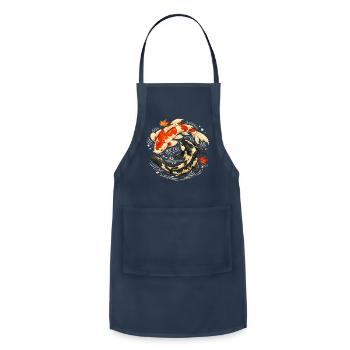 Japanese Koi Fish and Autumn Leaves - Adjustable Apron - navy - Front - Julia (174cm)