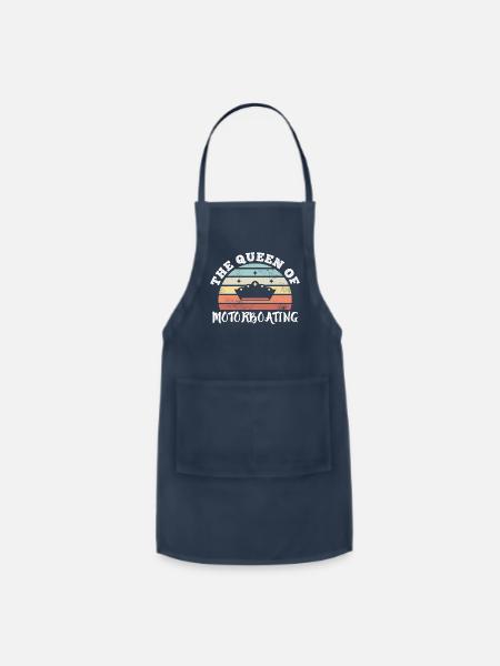 The Queen Of Motorboating Mother s Day s - Adjustable Apron - navy
