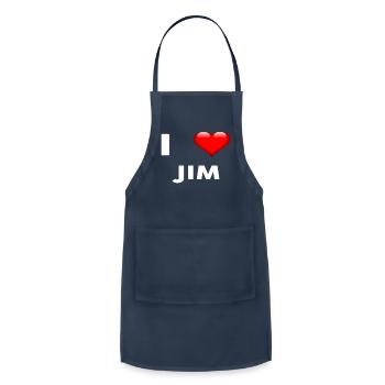 I Love Jim Name - Adjustable Apron - navy - Front - Julia (174cm)