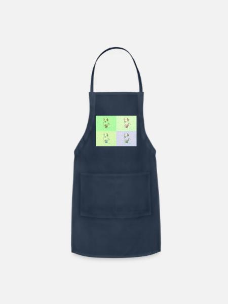 Super Cute Puppy with her Food bowl - Adjustable Apron - navy
