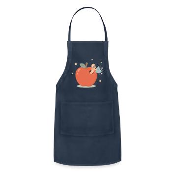 Funny bookworm cleaning house - Adjustable Apron - navy - Front - Julia (174cm)