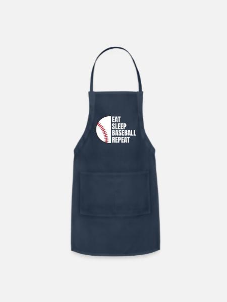 Eat Sleep Baseball Repeat - Adjustable Apron - navy