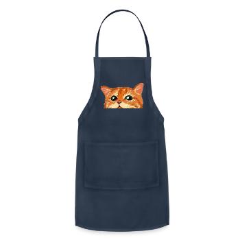Peeking Cut Cat - Adjustable Apron - navy - Front - Julia (174cm)