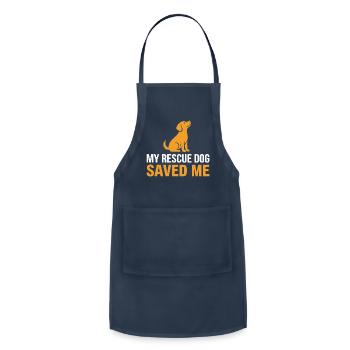 My Rescue Dog Saved Me Retro Style - Adjustable Apron - navy - Front - Julia (174cm)