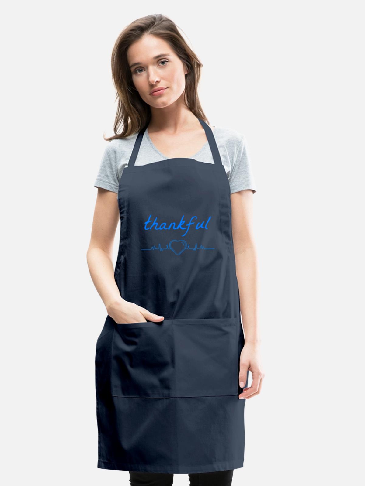 Thankful. Give Thanks Gratitude - Adjustable Apron - navy - Front - Julia (174cm)