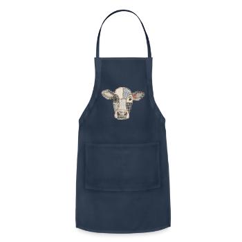 Patchwork Cow Portrait - Adjustable Apron - navy - Front - Julia (174cm)