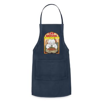 Cat eating spaghetti T-shirt - Adjustable Apron - navy - Front - Julia (174cm)