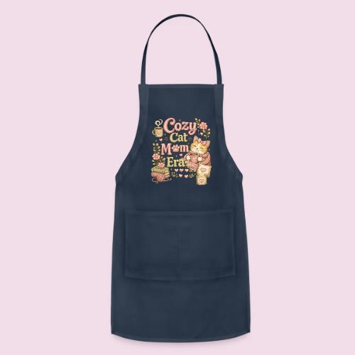 Cozy Cat Mom Era Faux Stitched Design - Adjustable Apron