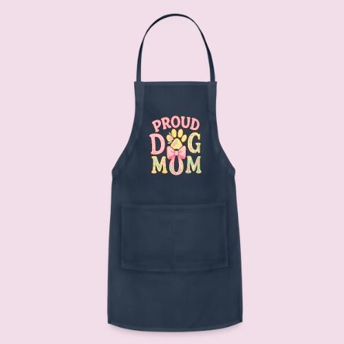 Proud Dog Mom Floral Paw Bow - Adjustable Apron