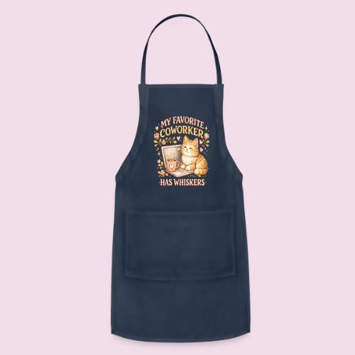 My Favorite Coworker Has Whiskers Faux Stitched - Adjustable Apron