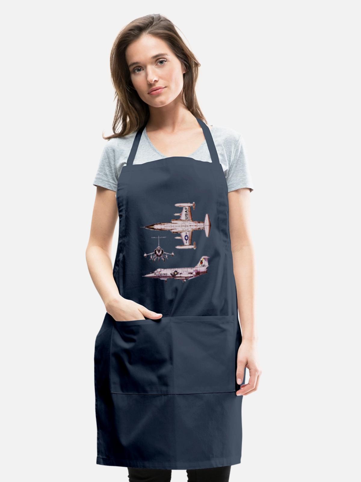 Retro USAF Jet Silhouettes - Adjustable Apron - navy - Front - Julia (174cm)