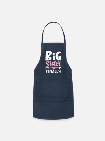 Big Sister Finally Sister To Be - Adjustable Apron - navy
