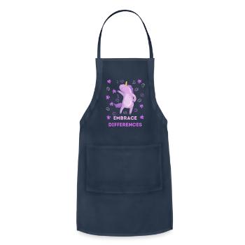 Embrace differences dancing unicorn Autism - Adjustable Apron - navy - Front - Julia (174cm)