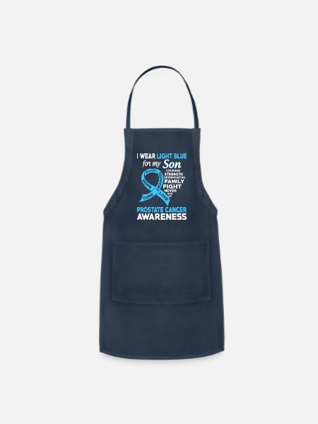 I Wear Light Blue For My Son Prostate Cancer - Adjustable Apron - navy