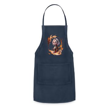 Golden warrior girl with silver hair - Adjustable Apron - navy - Front - Julia (174cm)