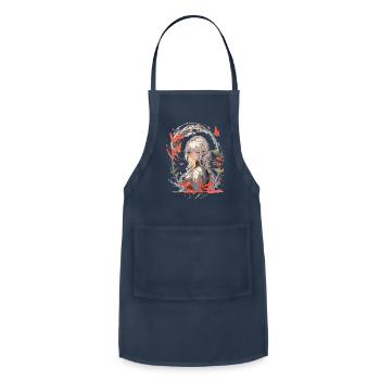 Silver hair Elf flowers and butterfly - Adjustable Apron - navy - Front - Julia (174cm)