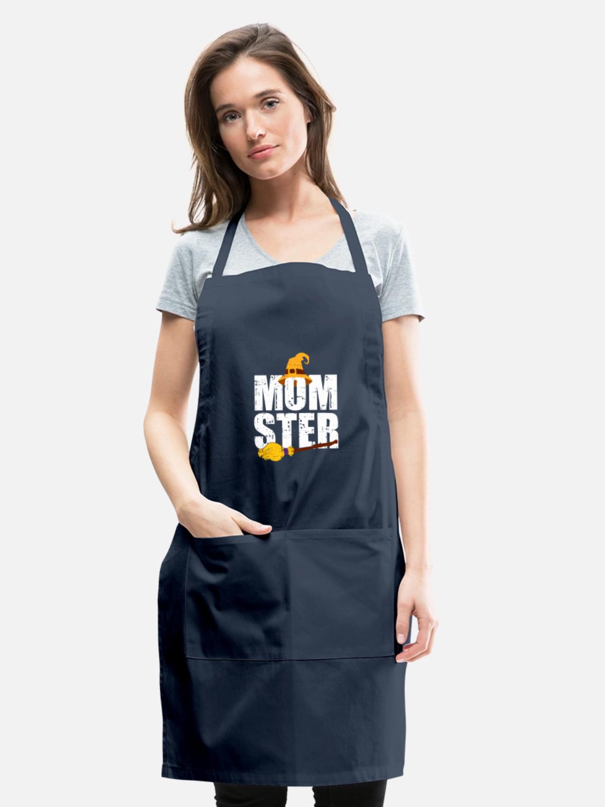 Momster Broom Halloween - Adjustable Apron - navy - Front - Julia (174cm)