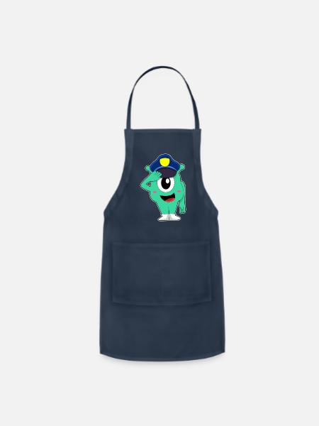 Alien As Police Officer With Police Hat - Adjustable Apron - navy