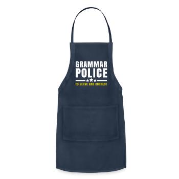 grammar police to serve and correct - Adjustable Apron - navy - Front - Julia (174cm)