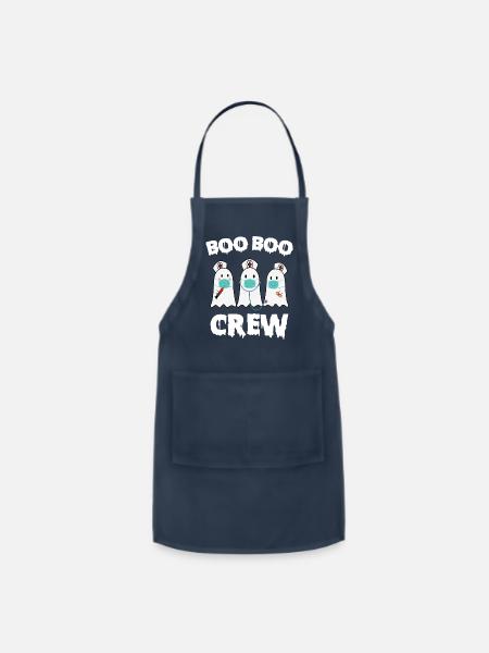 Boo Boo Nurse Crew Ghost Halloween - Adjustable Apron - navy