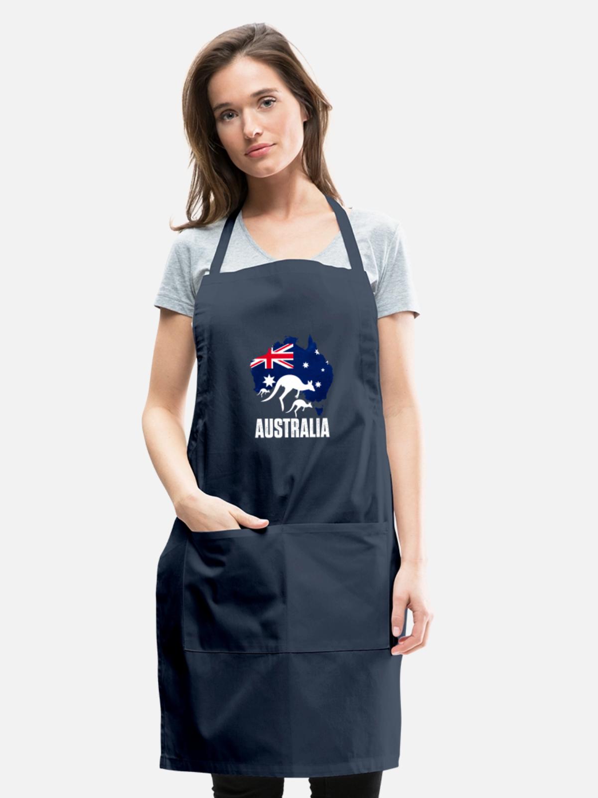 Australian Map With Kangaroo - Adjustable Apron - navy - Front - Julia (174cm)