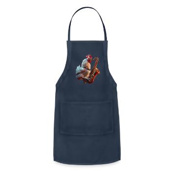 Rooster Saxophone - Adjustable Apron - navy - Front - Julia (174cm)