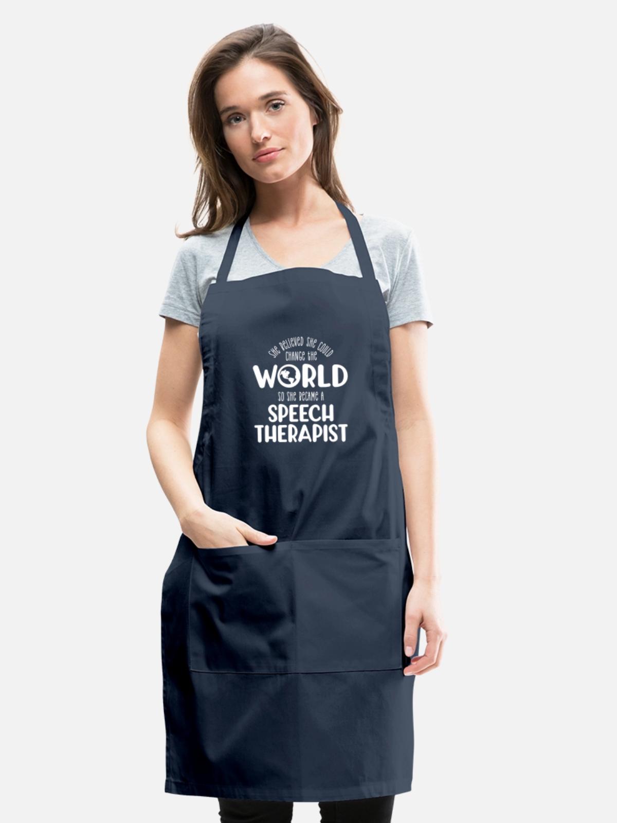 Speech therapist, Speech therapy - Adjustable Apron - navy - Front - Julia (174cm)