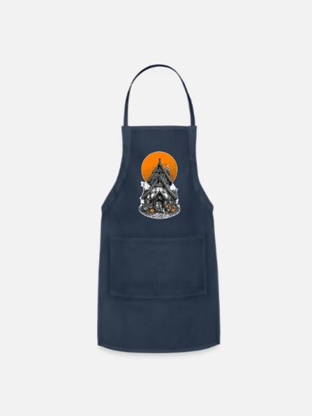 Haunted Timber House under Harvest Moon - Adjustable Apron - navy