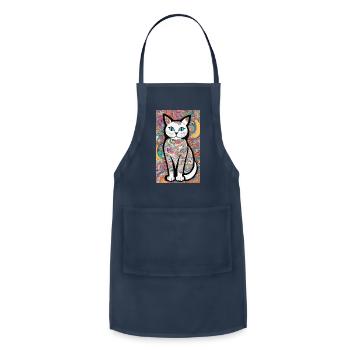 Cute Magical Cat Birthday - Adjustable Apron - navy - Front - Julia (174cm)