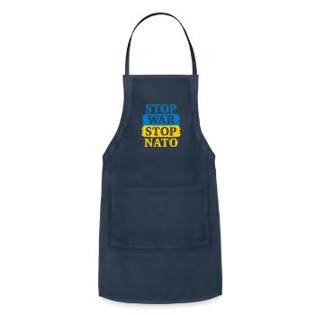 Stop War Stop Nato Ukrainian Flag - Adjustable Apron - navy - Front - Julia (174cm)