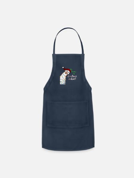 Curious Peeking Christmas Pigeon Looking For - Adjustable Apron - navy