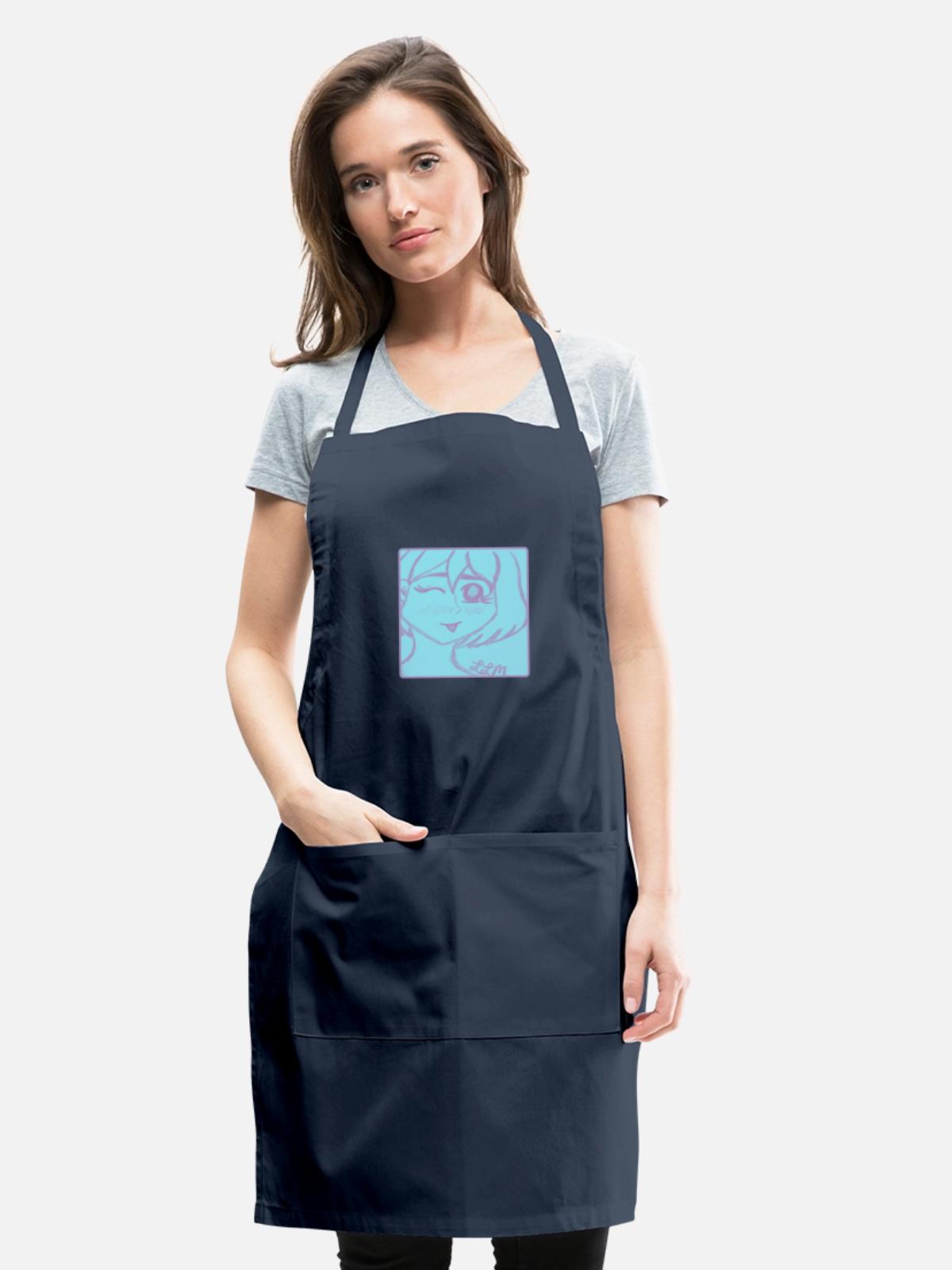 Cotton Candy Synth Girl - Adjustable Apron - navy - Front - Julia (174cm)