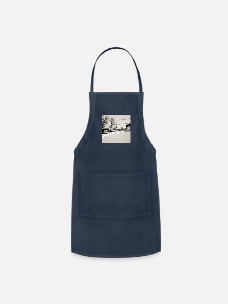 Lexington Kentucky 2 black and white - Adjustable Apron - navy