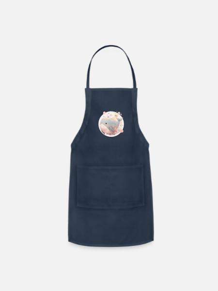 little happy whale - Adjustable Apron - navy