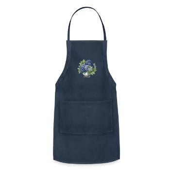 A wreath of hydrangeas in a vase. - Adjustable Apron - navy - Front - Julia (174cm)