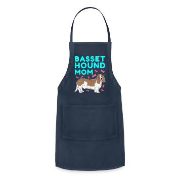 Womens Basset Hound Mom Dog Owner Basset Hound - Adjustable Apron - navy - Front - Julia (174cm)