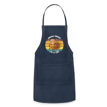 Meow I’m Cat Thanksgiving Fake Cat Funny Turkey - Adjustable Apron - navy - Front - Julia (174cm)