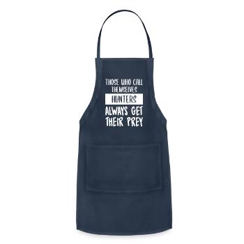 Hunters Always Get Their Prey Dark Red BG - Adjustable Apron - navy - Front - Julia (174cm)