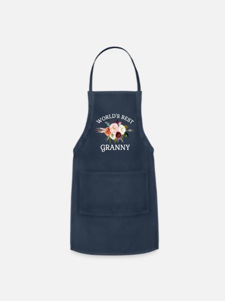 World'S Best Granny Arrow Flower Bouquet Grandma - Adjustable Apron - navy