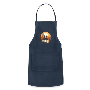 Horse Horseback Riding Couples Matching Vintage - Adjustable Apron - navy - Front - Julia (174cm)