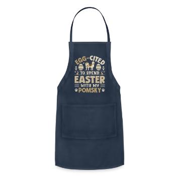 Egg Cited To Spend Easter With My Pomsky - Adjustable Apron - navy - Front - Julia (174cm)