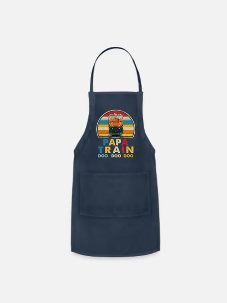 Papa Train Doo Doo Doo Vintage - Adjustable Apron - navy